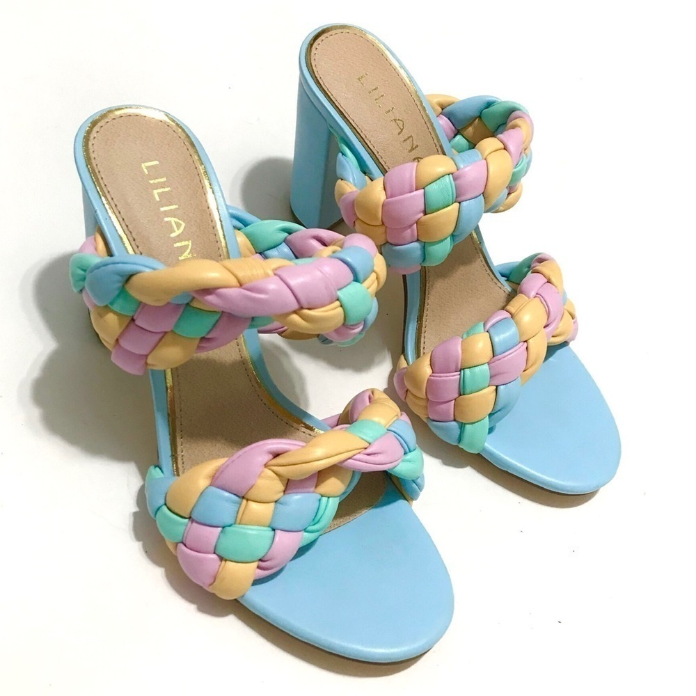 Liliana Rylie Double Twisted Braided Band Slip On Block Heel Size 9